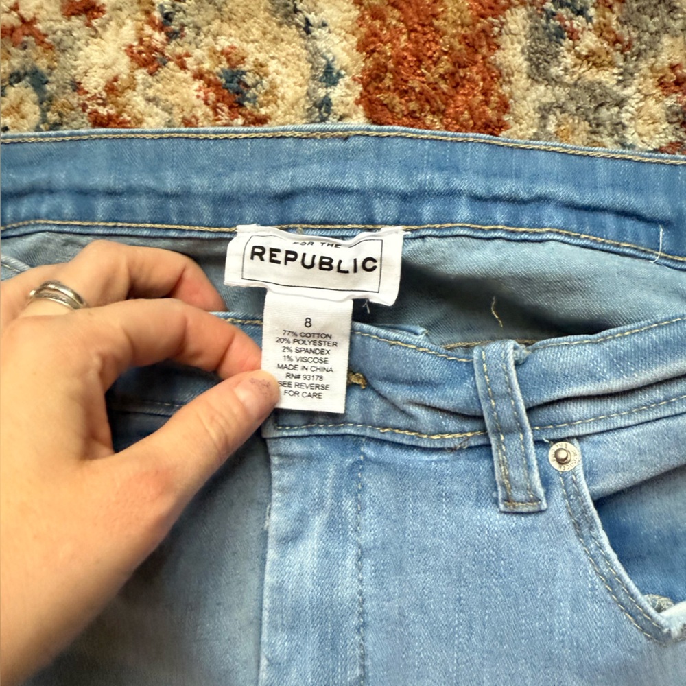 For the Republic Blue Flare Wide Leg Jeans - Picture 2 of 4